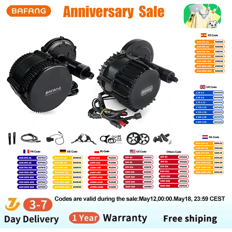 Side Hung Mid Drive Motor Kit - Bafang-kit de motorisation de vélo électrique,